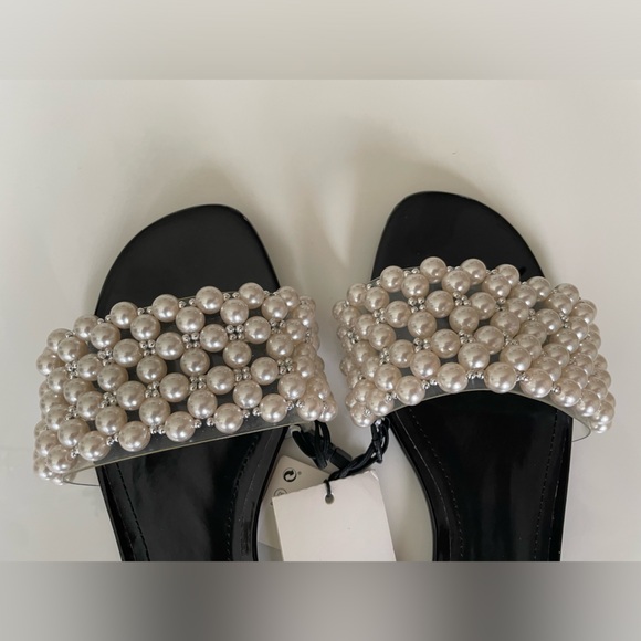 NWT Zara Pearl Slides Sandals - Picture 2 of 6